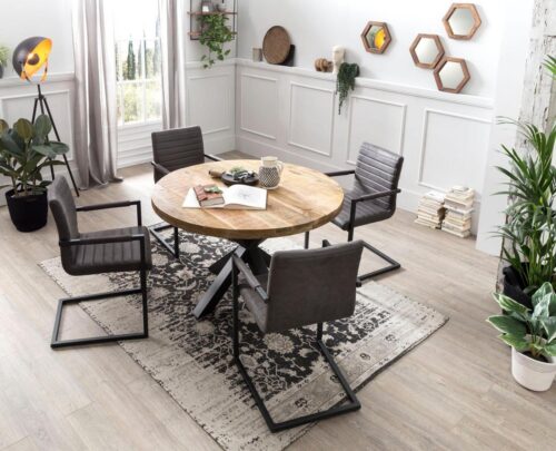 SIT Esstisch »Tops&Tables«, mit rustikaler runder Tischplatte aus Mangoholz