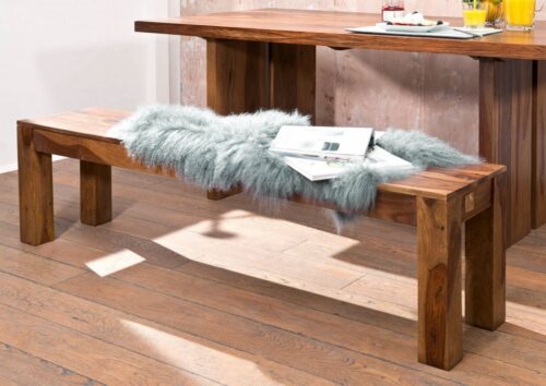 Massivmoebel24 Essbank »SYDNEY« (Sitzbank aus Massivholz, Holzbank für Küche und Esszimmer, Moderne Sitzbank in braun lackiert, Platz für 3 Personen 200x35x45 Sheesham), Sheeshamholz,modern