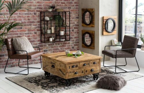 SIT Couchtisch »Rustic«, Rustic», im factory design, Breite 90 cm, Shabby Chic, Vintage, quadratisch