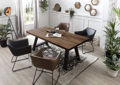 SIT Esstisch »Tisch 180x100 cm Platte Balkeneiche, Gestell«, Platte Balkeneiche, Gestell Metall