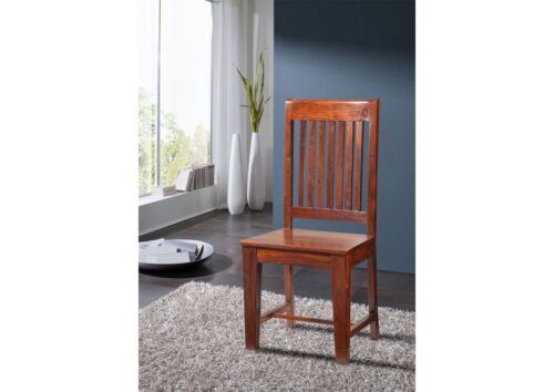 Massivmoebel24 Holzstuhl »OXFORD« (46x52x100 Akazie montiert, Stuhl aus massiven Akazienholz mit Streben im Landhausstil), hochwertiges Edelholz, authentische Holzadern, aufwendige Schnitzereien und Verzierungen