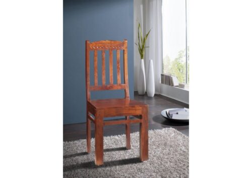 Massivmoebel24 Holzstuhl »OXFORD« (45x46x97 Akazie montiert, Stuhl aus massiven Akazienholz mit Verzierungen im Landhausstil), hochwertiges Edelholz, authentische Holzadern, aufwendige Schnitzereien und Verzierungen