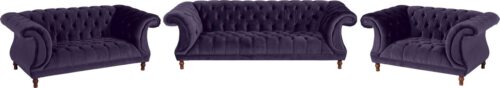 Max Winzer® Chesterfield-Sofa »Isabelle«, mit edler Knopfheftung & gedrechselten Füßen in Buche Nussbaum, Breite 260 cm