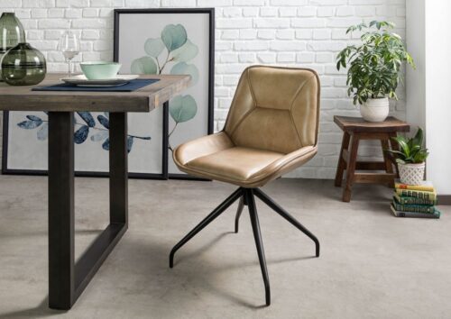 Massivmoebel24 Polsterstuhl »IRON LABEL«, Echtes Büffel-Leder, Eisengestell