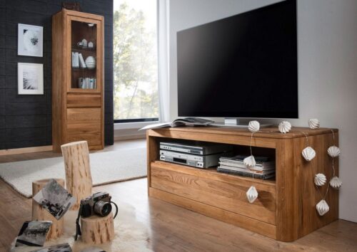 Massivmoebel24 TV-Board »LINZ« (Lowboard, Fernsehschrank Massivholz, 115x47x48 Wildeiche montiert)