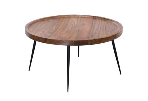 Wohnling Couchtisch »WL5.678«, 75x39x75 cm Sheesham Massivholz / Metall Sofatisch Design Wohnzimmertisch Rund Stubentisch Retro Braun Designer Holztisch Kaffeetisch Massiv Tisch Wohnzimmer