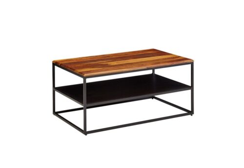 Wohnling Couchtisch »WL6.733«, 85x55x40 cm Sheesham Massivholz / Metall Wohnzimmertisch Industrial Sofatisch mit Stauraum Loungetisch mit Ablagefach Kaffeetisch Beistelltisch Rechteckig
