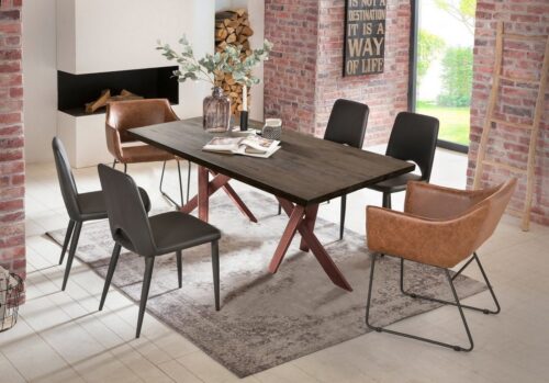 SIT Esstisch »Tisch 180x100 cm Platte Balkeneiche geölt, Gestel«, Platte Balkeneiche geölt, Gestell Metall