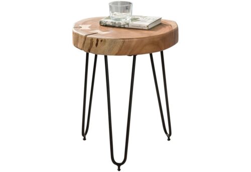 Wohnling Beistelltisch »WL1.547«, Massivholz Akazie BAGLI 30 x 30 cm Wohnzimmertisch Massiv Anstelltisch Holztisch Echtholz Baumkante