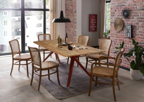 SIT Esstisch »Tisch 180x100 cm Platte Pinie, Gestell Metall«, Platte Pinie, Gestell Metall