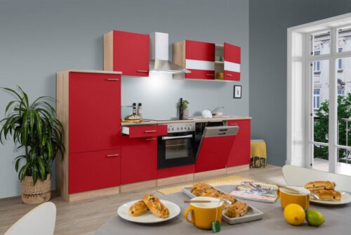 RESPEKTA Küchenzeile »Anna«, mit E-Geräten, Breite 280 cm, mit Glaskeramik-Kochfeld