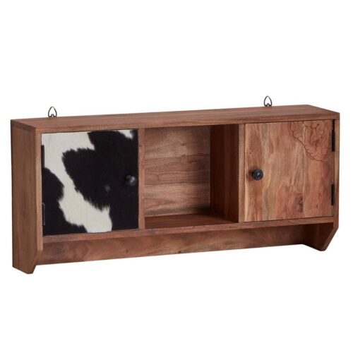 Wohnling Küchenregal »WL6.704«, 80x36x17 cm Akazie Massivholz Wandregal Hängend Kleines Design Gewürzregal Schweberegal mit Türen Regal Hängeregal Wand