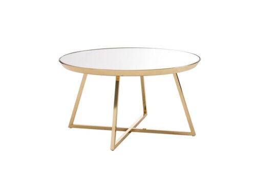 Wohnling Couchtisch »WL6.613«, 76x76x41 cm Glas Sofatisch Rund Verspiegelt mit Metall-Gestell Wohnzimmertisch Kaffeetisch Spiegelglas Großer Tisch Beistelltisch Wohnzimmer Modern