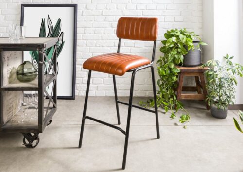 Massivmoebel24 Barhocker »IRON LABEL« (45x55x104 montiert)