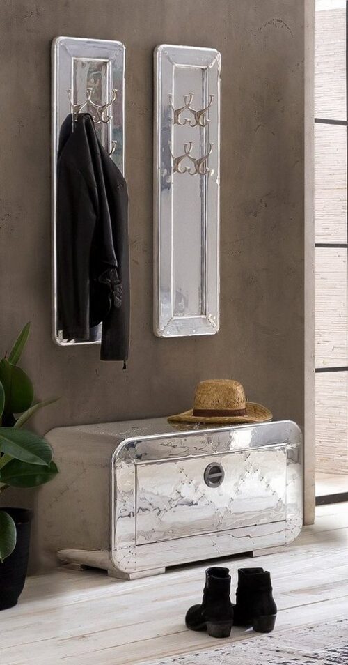 SIT Garderobe »Dielen-Set Mangoholz + MDF mit Alu beschlagen,«, Mangoholz + MDF mit Alu beschlagen, mit Zierschrauben