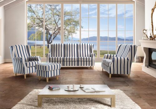 Max Winzer® Sessel »Lorris«, Ohrenbackensessel gestreift