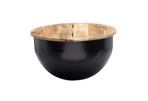 Wohnling Couchtisch »WL6.323«, Mango Massivholz Metall 60x34x60 cm Industrial Style Rund Design Wohnzimmertisch mit Stauraum Moderner Loungetisch Sofatisch Schwarz