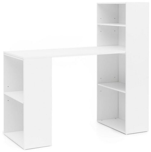 Wohnling Schreibtisch »WL5.692«, mit Regal 120 x 120 x 53 cm Weiß Matt Holz Modern regal Ablagefächer PC Tisch Computertisch mit Ablage Weißer Design Tisch Büro mit Aufbewahrung