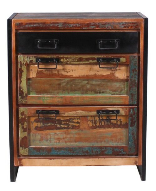 SIT Garderobe »Schuhschrank Recyceltes Altholz mit schwarzen«, Recyceltes Altholz mit schwarzen Altmetall und Gebrauchsspuren