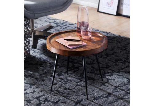 Wohnling Beistelltisch »Beistelltisch 46 x 40 x 46 cm WL5.674 Sheesham Holz Metall Couchtisch Industrial Style Echtholz Tischchen Wohnzimmer Holztisch Sofatisch Metallbeine Anstelltisch Dekotisch Rosenholz«