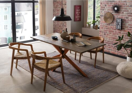 SIT Esstisch »Tisch 200x100 cm Platte Pinie, Gestell Metall«, Platte Pinie, Gestell Metall