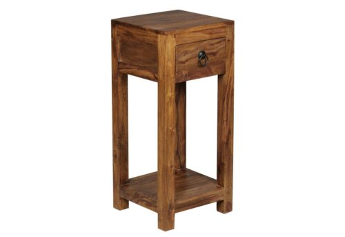 Wohnling Beistelltisch »WL1.313«, MUMBAI Massiv-Holz Sheesham 68cm hoch Wohnzimmer-Tisch mit Schublade Design Landhaus-Stil Couchtisch