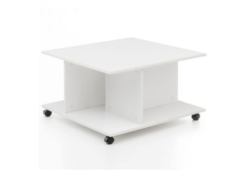 Wohnling Couchtisch »WL5.742«, Design Weiß 74 x 74 x 43,5 cm Drehbar mit Rollen Wohnzimmertisch Coffee Table Klein Sofatisch Loungetisch Holz Kaffeetisch mit Stauraum
