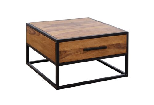 Wohnling Couchtisch »WL5.623«, Massivholz / Metall Sofatisch 65x38x65cm Design Wohnzimmertisch Sheesham Stubentisch Industrial Braun Designer Holztisch Kaffeetisch Massiv Tisch Wohnzimmer