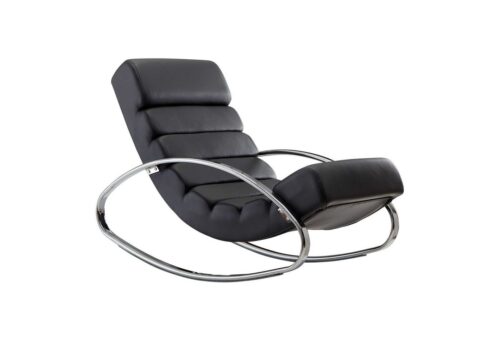 Wohnling Schaukelstuhl »WL6.639«, Relaxliege Kunstleder Schwarz 61x81x111 cm Wohnzimmer Design Relaxsessel mit Armlehnen Fernsehsessel Modern Wippstuhl gepolstert