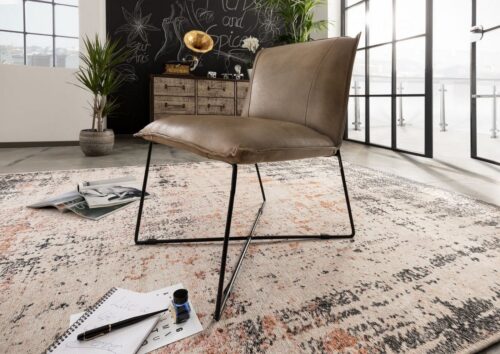 Massivmoebel24 Polsterstuhl »IRON LABEL« (54x68x82 montiert), hochwertiges Büffel-Leder