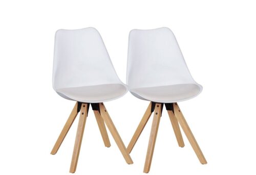 Wohnling 4-Fußstuhl »WL5.024«, 2er Set Retro Esszimmerstuhl LIMA weiß Polsterstuhl Skandinavisch Rückenlehne Küchenstuhl Kunstleder gepolstert
