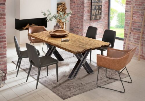 SIT Esstisch »Tisch 200x100 cm Platte recyceltes Teak, Gestell«, Platte recyceltes Teak, Gestell Metall