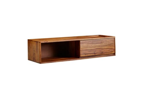 Wohnling TV-Board »WL6.524«, Lowboard Hängend Sheesham Massivholz 108x25x34 cm TV-Schrank Braun Design Fernsehtisch mit Stauraum Fernsehschrank Wand Modern TV-Kommode Fernsehkommode zum Aufhängen