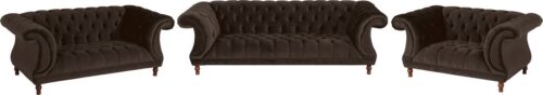 Max Winzer® Chesterfield-Sofa »Isabelle«, mit edler Knopfheftung & gedrechselten Füßen in Buche Nussbaum, Breite 260 cm