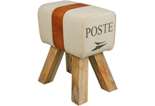 Wohnling Sitzhocker »WL5.107«, Design Turnbock Sitzhocker CANVAS Braun 40 x 30 x 47 cm Turnhocker Hocker Stoffhocker Springbock Beistellhocker Echtleder Fußhocker