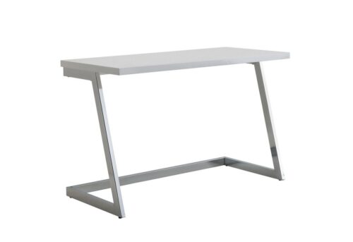 Wohnling Schreibtisch »WL6.575«, 120x55x76 cm Hochglanz Weiß / Silber PC-Tisch mit Metallbeine Design Computertisch Home-Office Bürotisch Konsolentisch Modern