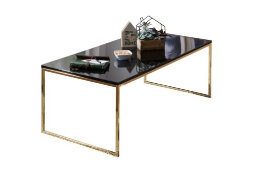 Wohnling Beistelltisch »Couchtisch 120x45x60 cm Metall Holz Sofatisch Schwarz / Gold Design Wohnzimmertisch rechteckig Stubentisch mit Metallgestell Kaffeetisch klein Wohnzimmer Loungetisch modern«