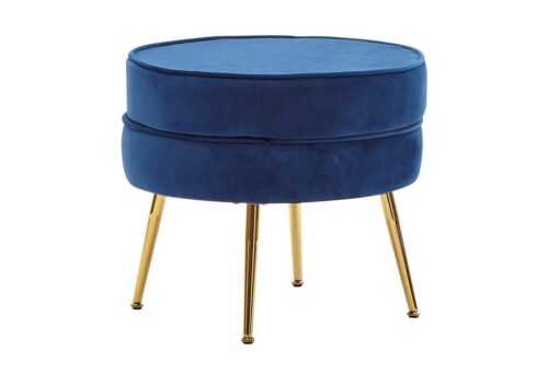 Wohnling Polsterhocker »WL6.436«, Sitzhocker Samt Blau 51x46x51 cm Fußhocker Rund Gepolstert Ottomane Groß für Sofa Beinablage Stoff für Relaxsessel Wohnzimmer