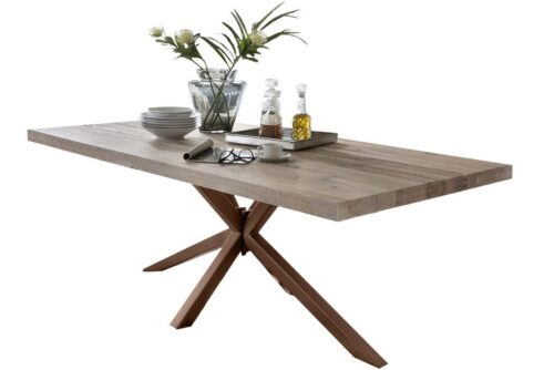 SIT Esstisch »Tisch 180x100 cm, Balkeneiche white wash Platte«, Platte Balkeneiche, Gestell Stahl