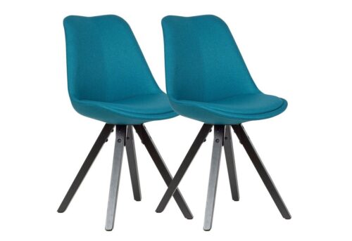 Wohnling Esszimmerstuhl »WL6.124«, 2er Set Esszimmerstuhl Petrol mit schwarzen Beinen Stuhl Skandinavisch Polsterstuhl mit Stoff-Bezug Design Küchenstuhl gepolstert