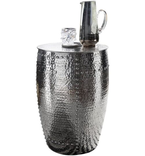 Wohnling Beistelltisch »WL5.460«, 41,5x62x41,5cm Aluminium Silber Dekotisch orientalisch rund Kleiner Hammerschlag Abstelltisch Designer Ablagetisch Metall modern Anstelltisch schmal