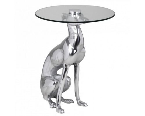 Wohnling Beistelltisch »Design Deko Beistelltisch Figur DOG aus Aluminium Farbe Silber«
