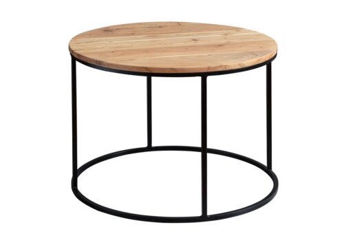 Wohnling Couchtisch »WL5.959«, 60x43x60 cm Akazie Massivholz / Metall Sofatisch Design Wohnzimmertisch Rund Kaffeetisch Massiv Kleiner Tisch Wohnzimmer