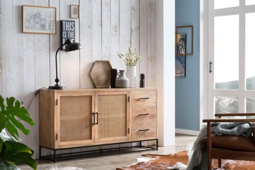 SIT Sideboard, Mit Einsatz aus Rattangeflecht