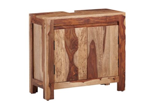 Wohnling Waschbeckenunterschrank »WL6.650« mit 2 Türen Sheesham Massivholz 67x62x30 cm Badezimmerschrank Unterschrank Stehend Badschrank Midischrank Klein Waschtisch