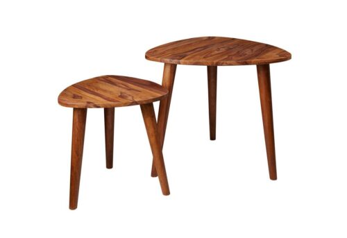 Wohnling Beistelltisch »WL5.574«, Design Satztisch Sheesham Massivholz 2er Set Klein Couchtisch Set 2 Holz Tische Massivholz Wohnzimmertisch Schmaler Sofatisch Ablagetisch