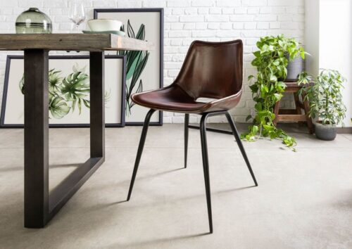 Massivmoebel24 Polsterstuhl »IRON LABEL«, hochwertiges Büffelleder