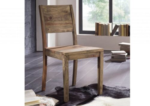 Massivmoebel24 Holzstuhl »NATURE GREY« (Moderner Massivholz Stuhl mit raffinierten Design Details, grau geölt 45x45x90 Sheesham montiert), Modern, klares Design, geölt