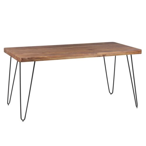 Wohnling Esstisch »WL1.499«, BAGLI Massivholz Sheesham 160 cm Esszimmer-Tisch Holztisch Metallbeine Küchentisch Landhaus dunkel-braun