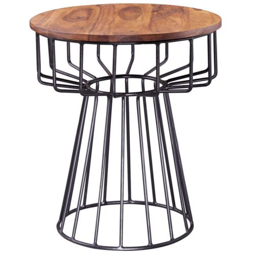 Wohnling Beistelltisch »WL5.644«, 47 x 55 x 47 cm Sheesham Holz Metall Couchtisch Industrial Style Echtholz Tischchen Wohnzimmer Holztisch Sofatisch Metallbeine Anstelltisch Dekotisch Rosenholz